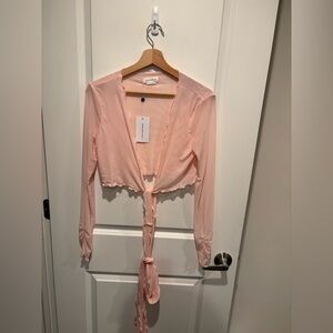 Lovers + Friends Pink Tie-Front Top